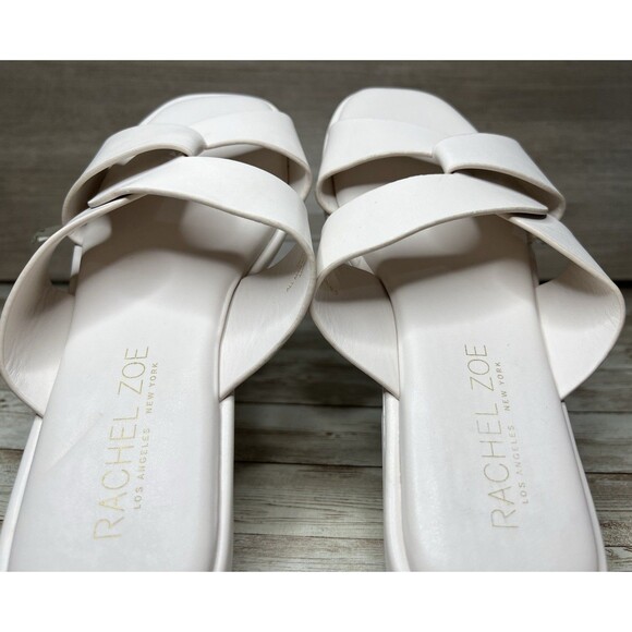 Rachel Zoe Women Sandals 7M Pale Pink/White Open Toe Slip On Block Heel - Picture 9 of 14